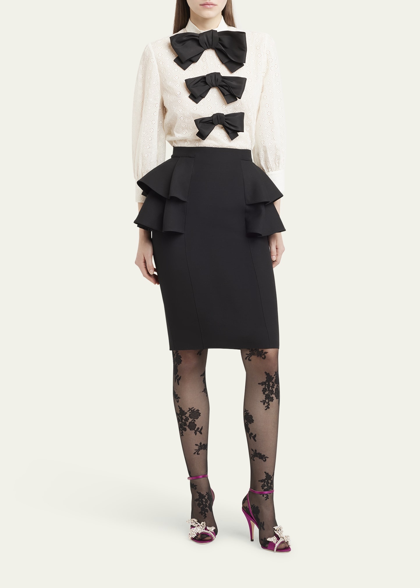 Tiered Peplum Midi Wool Skirt - 2