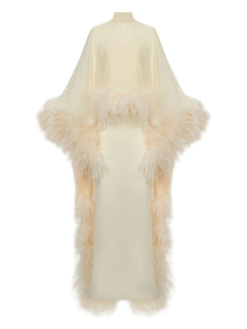 feather-embellishment maxi dress 1