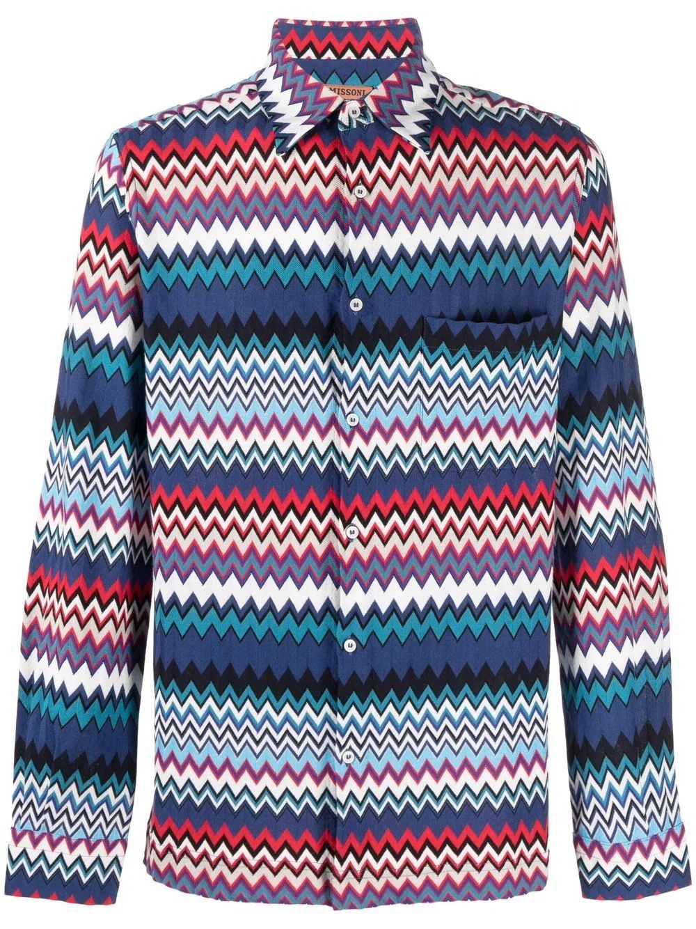 zigzag-pattern long-sleeve shirt - 1