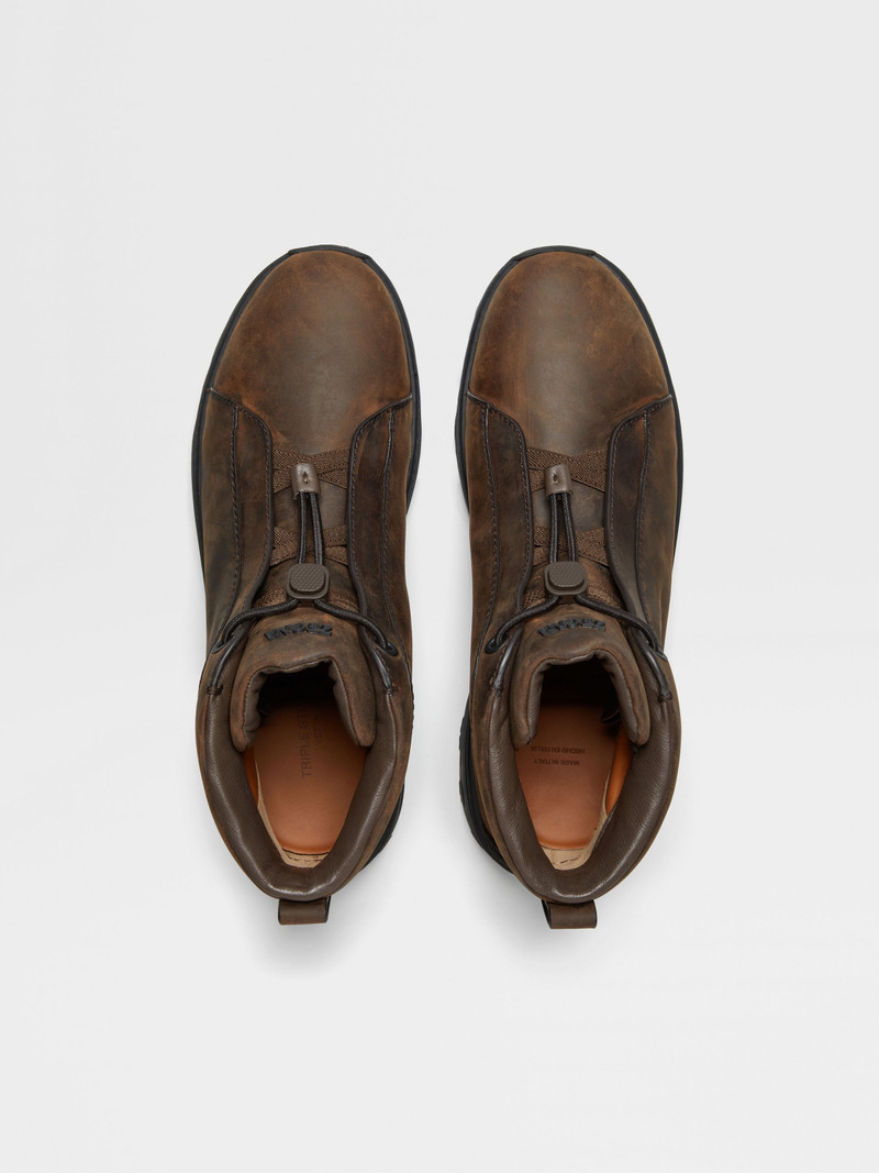 BROWN LEATHER TRIPLE STITCH™ VETTA SNEAKERS 3