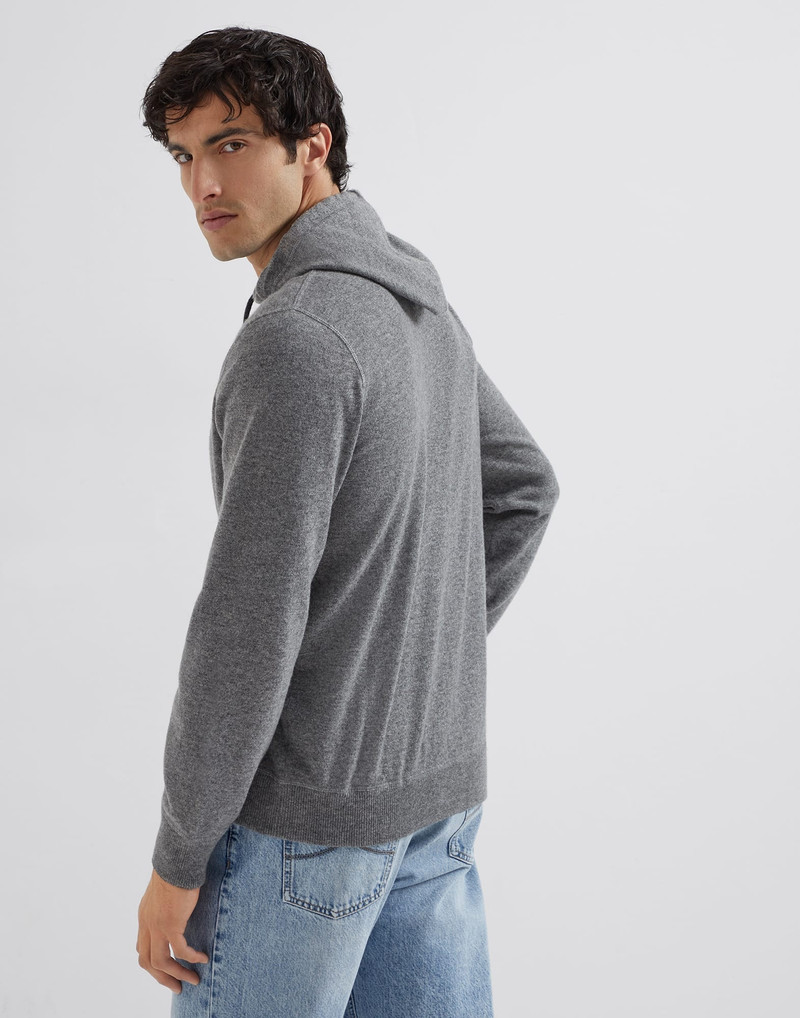 Brunello Cucinelli Cashmere sweatshirt-style cardigan with hood outlook