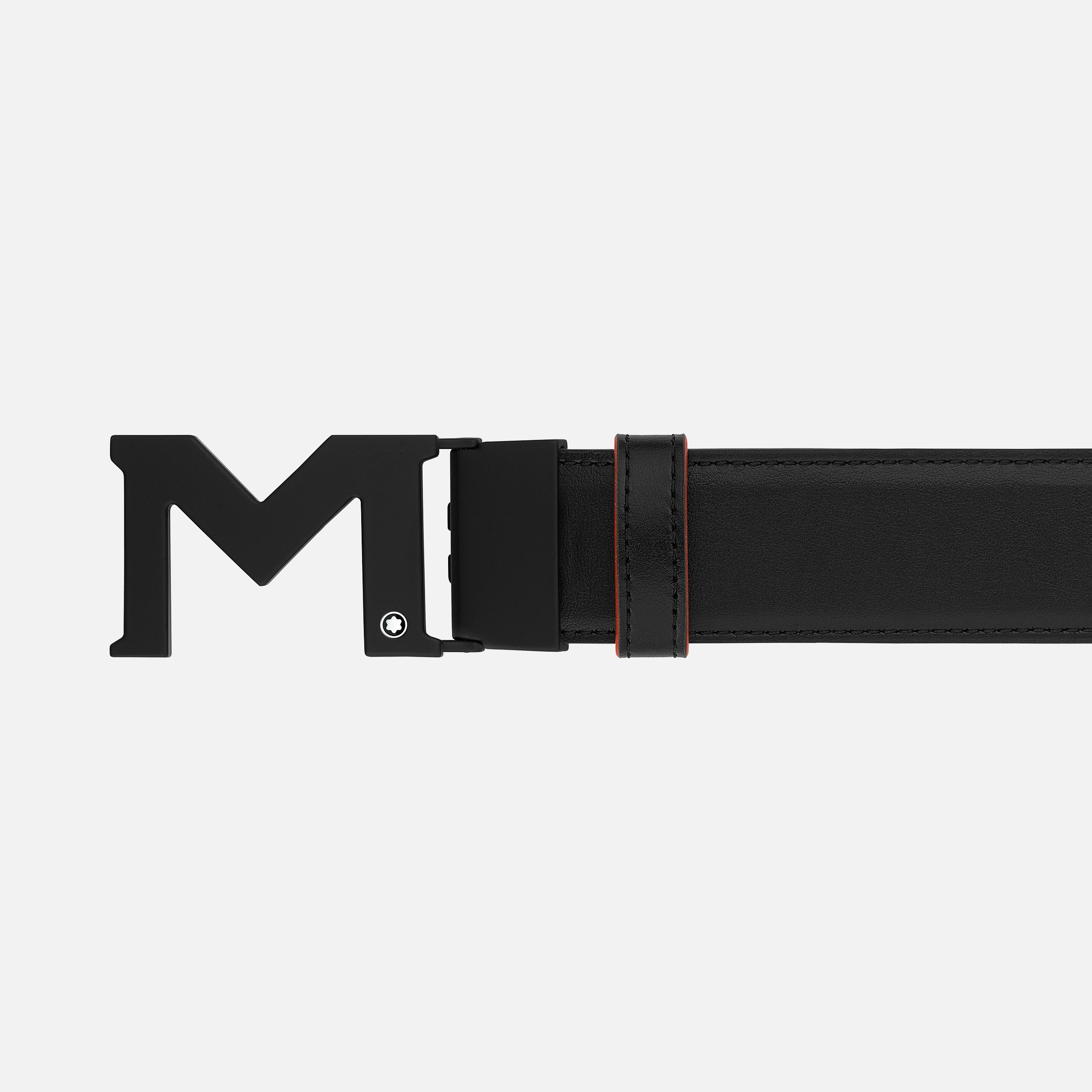 M buckle black/orange 35 mm reversible leather belt - 2