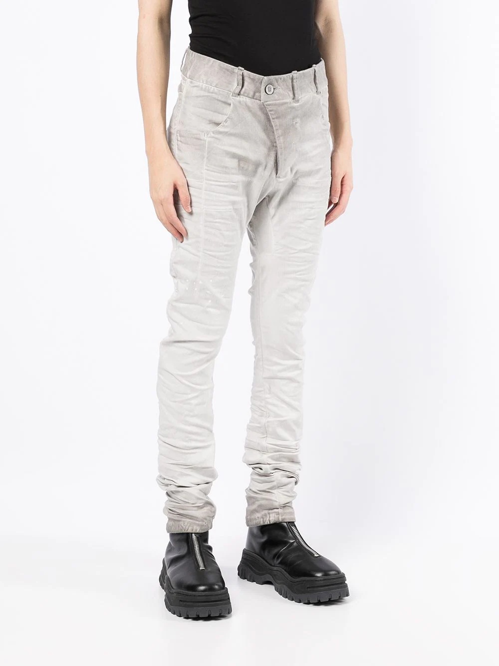 drop-crotch elastic-waist jeans - 5