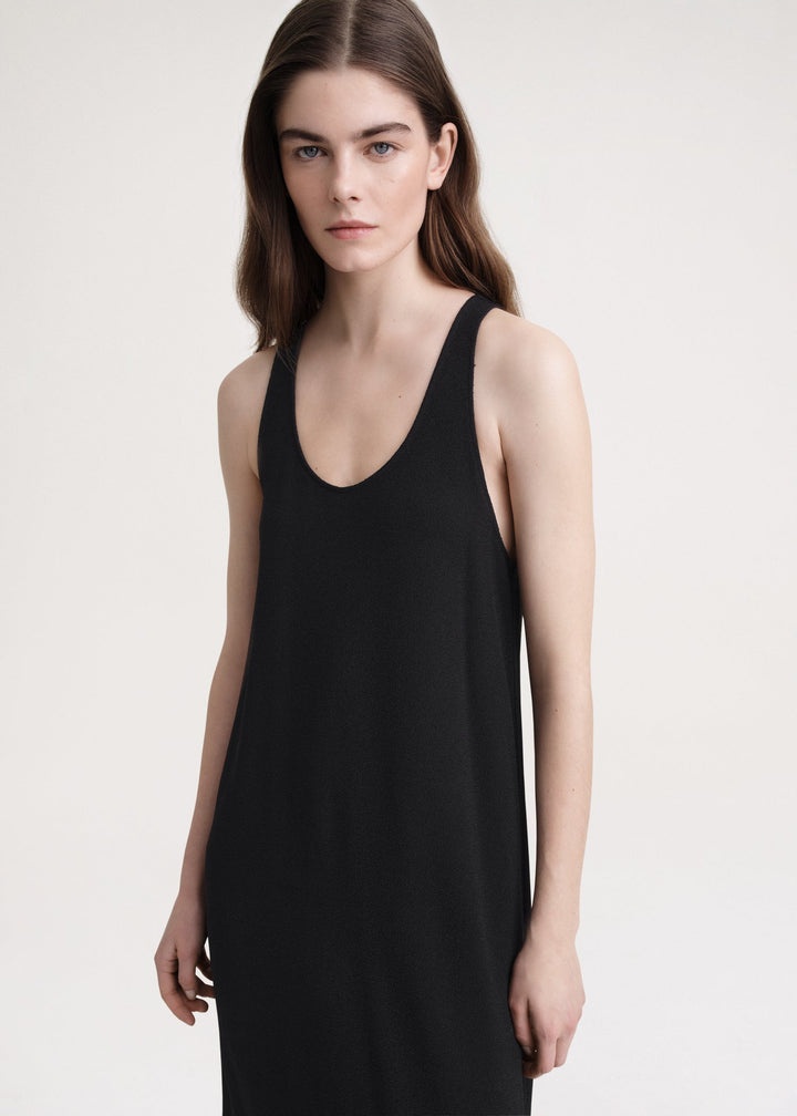 Scoop-neck sablé dress black - 5