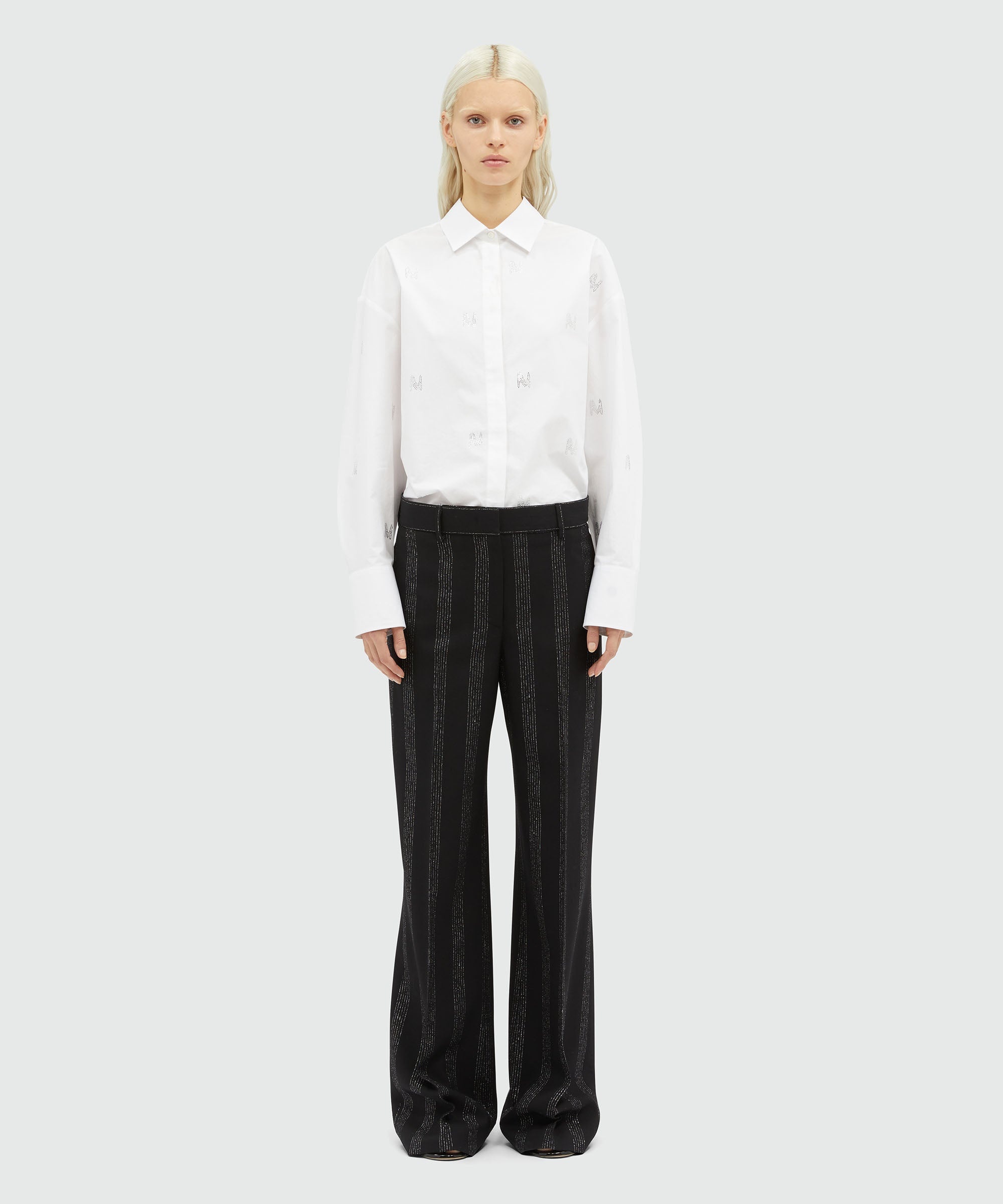 Fresh wool lurex pinstripe pants - 2