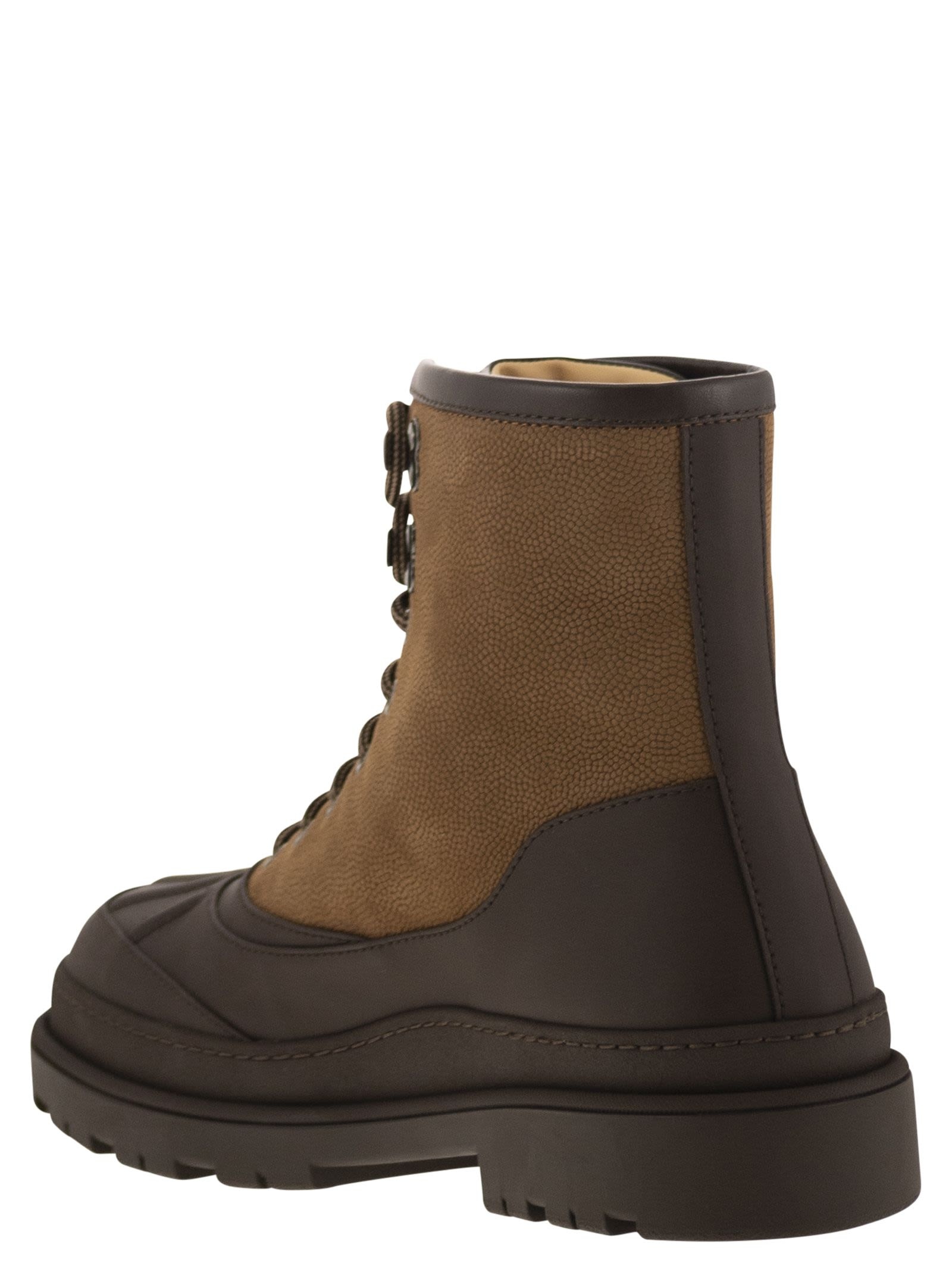 Brunello Cucinelli Men Duck Boot In Suede And Rubberised Calf Leather - 3