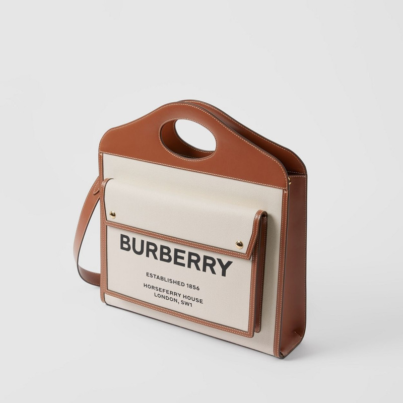 Medium Two-tone Canvas and Leather Pocket Bag 3