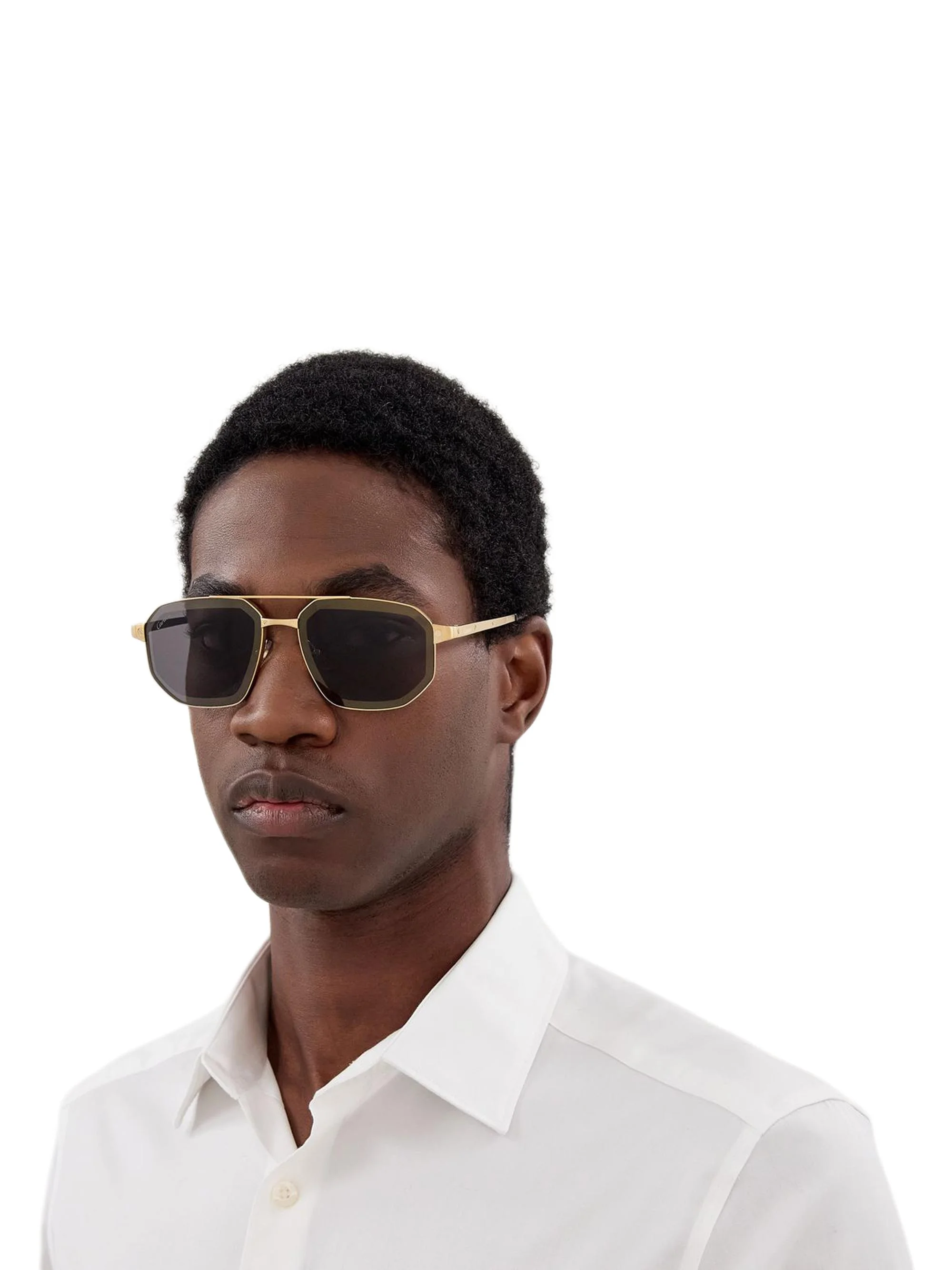 Men's Santos Classic 60MM Navigator Sunglasses - Gold Black - 1