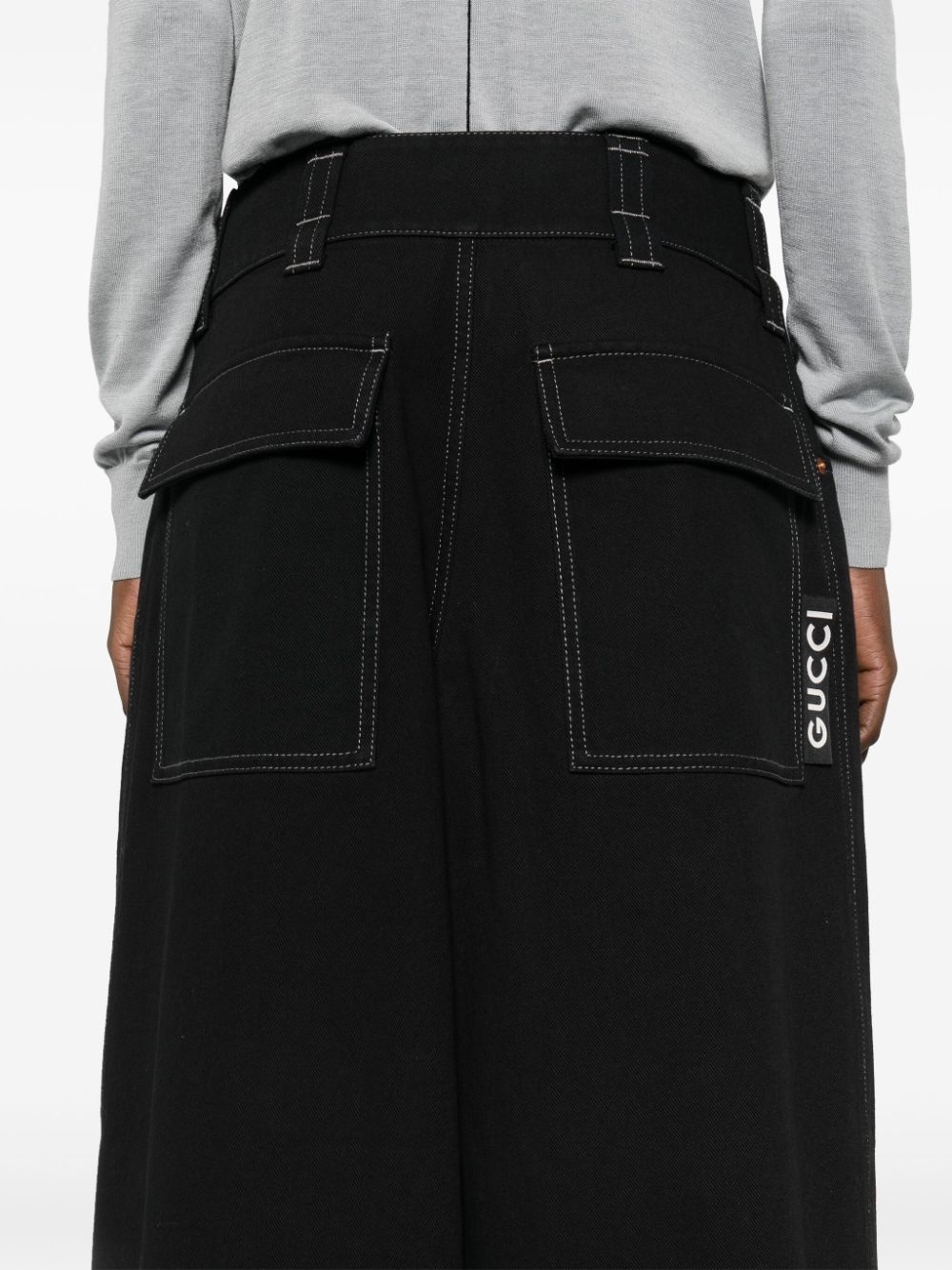 logo-tag oversized cotton wide-leg jeans - 5