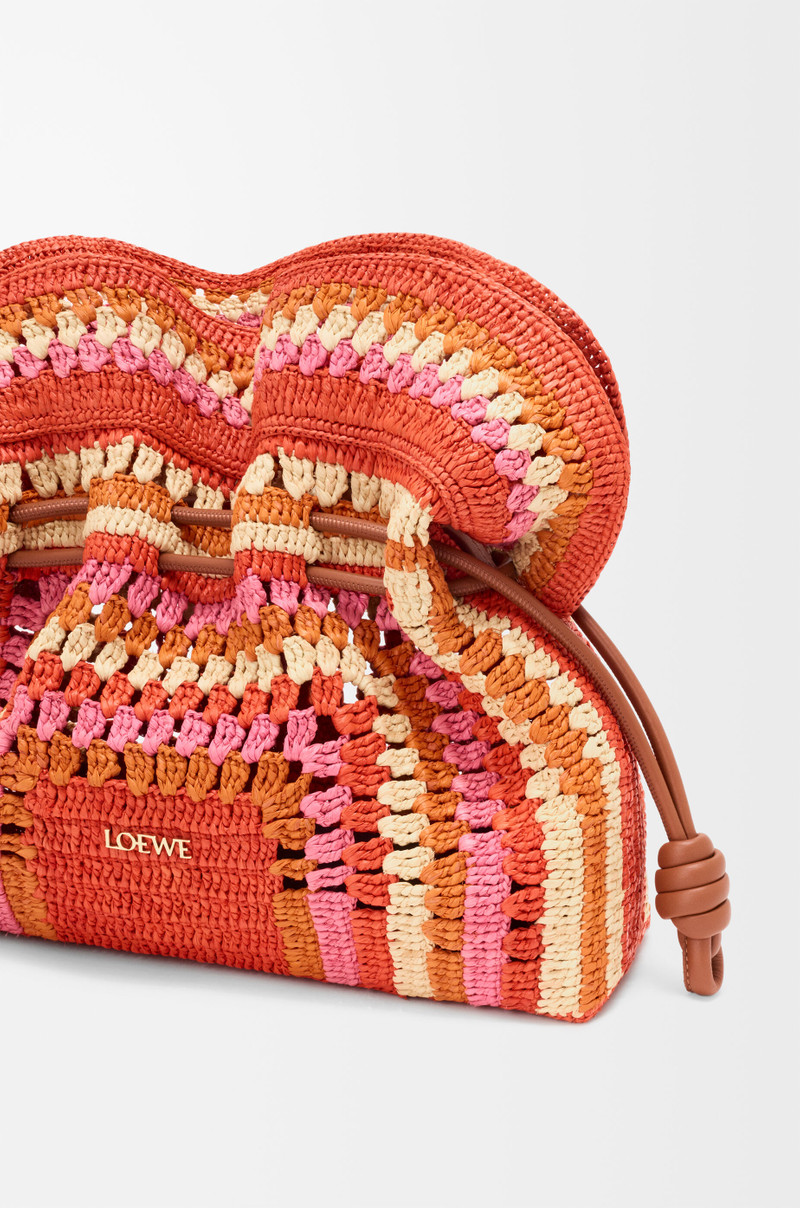 Medium Flamenco clutch in raffia and calfskin 9