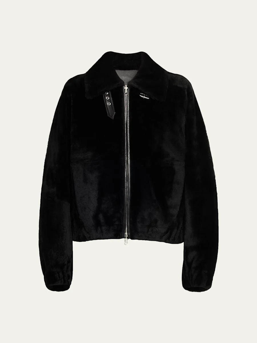 Reversible Shearling Bomber Jacket - 1