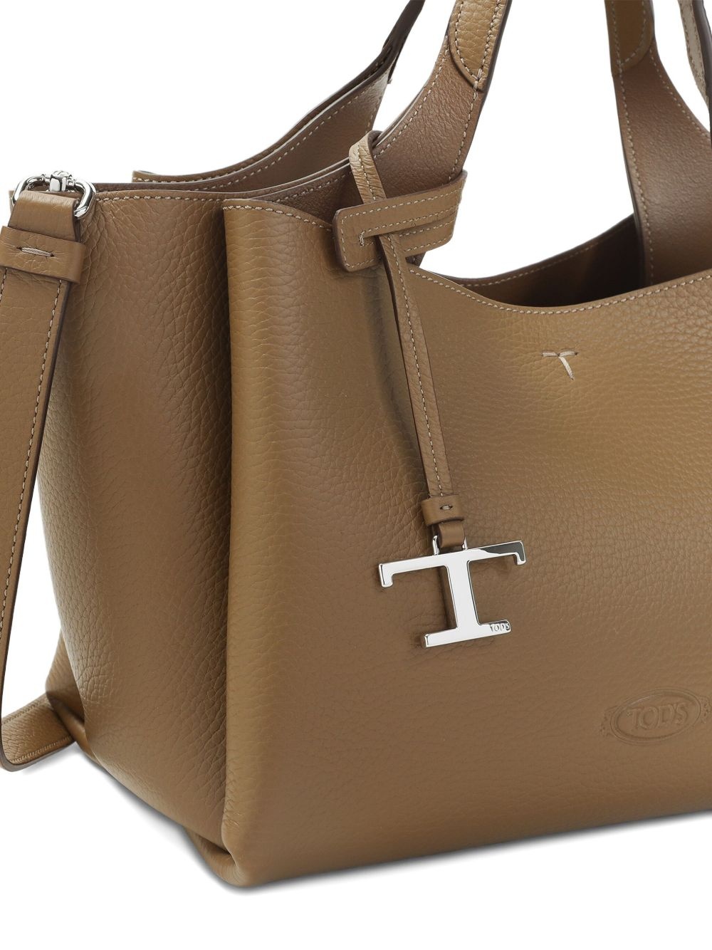 T-logo leather shoulder bag - 4