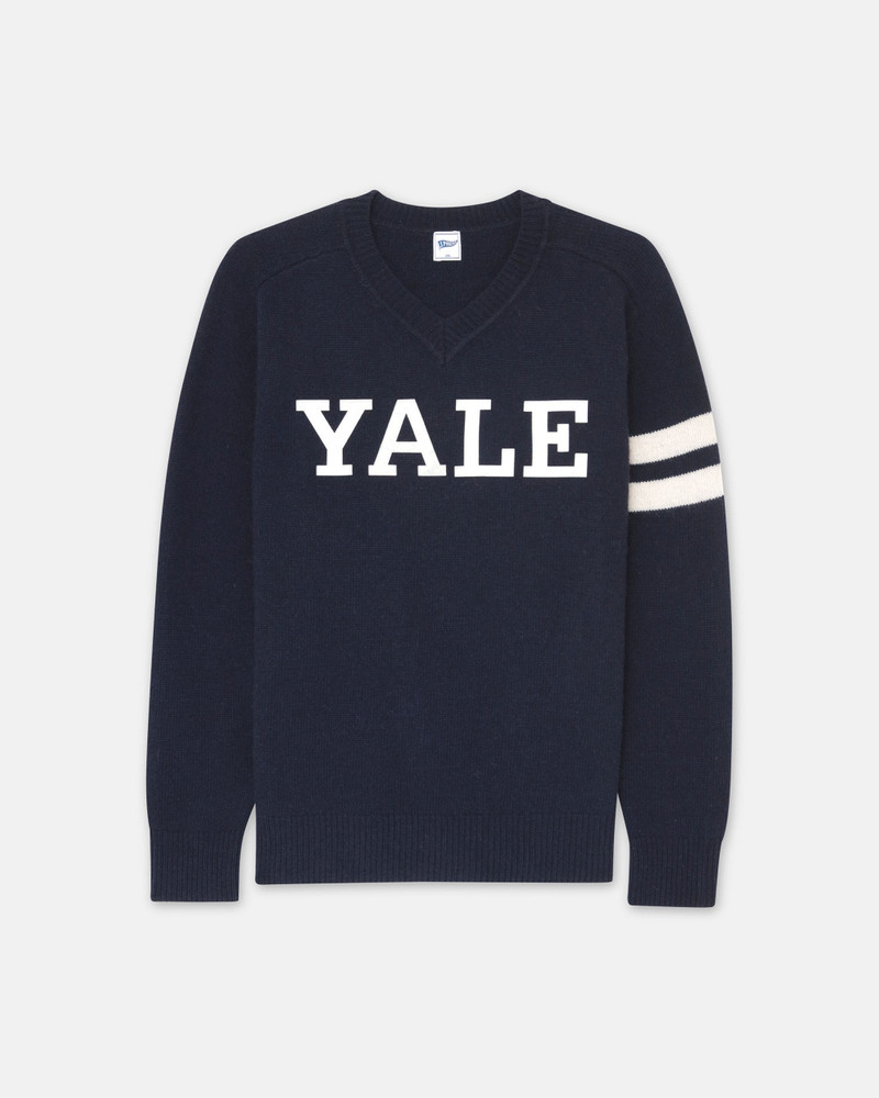 YALE WOOL VARSITY V-NECK SWEATER 1