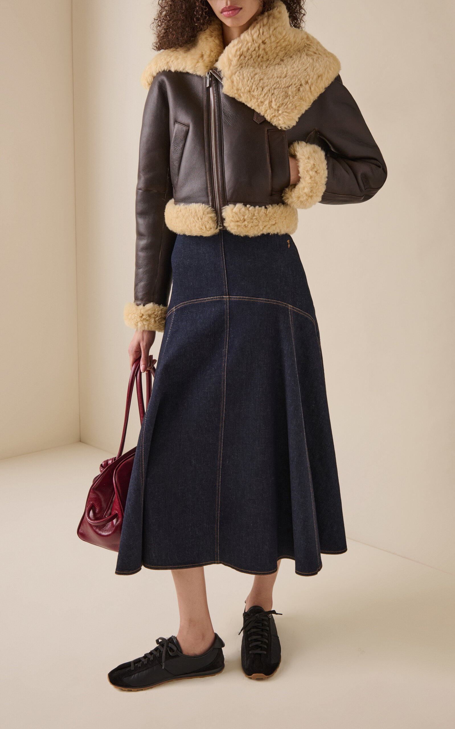 Aviator Shearling Jacket brown - 3