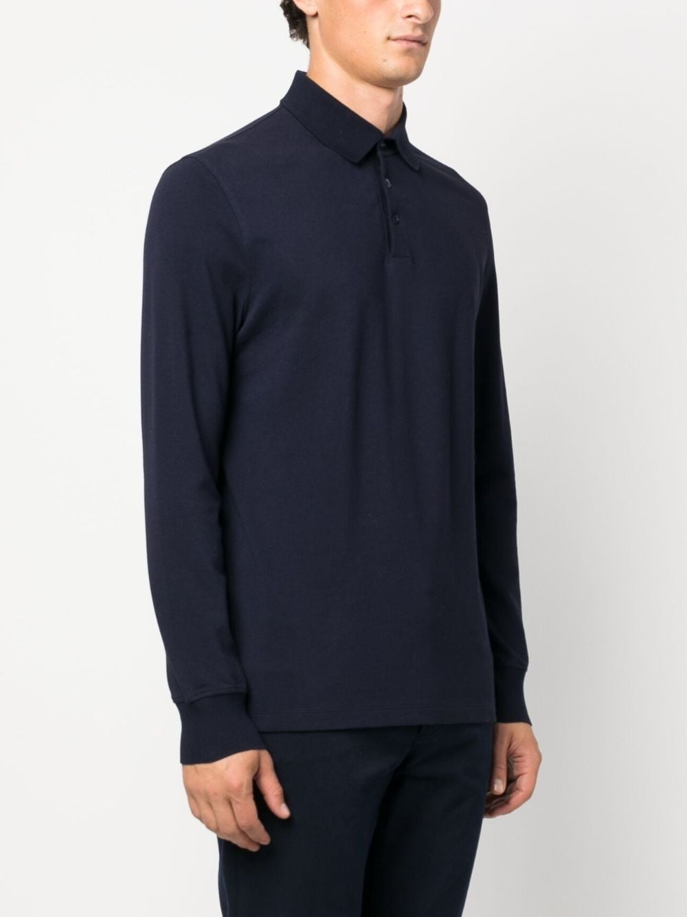 long-sleeve cotton polo shirt - 5