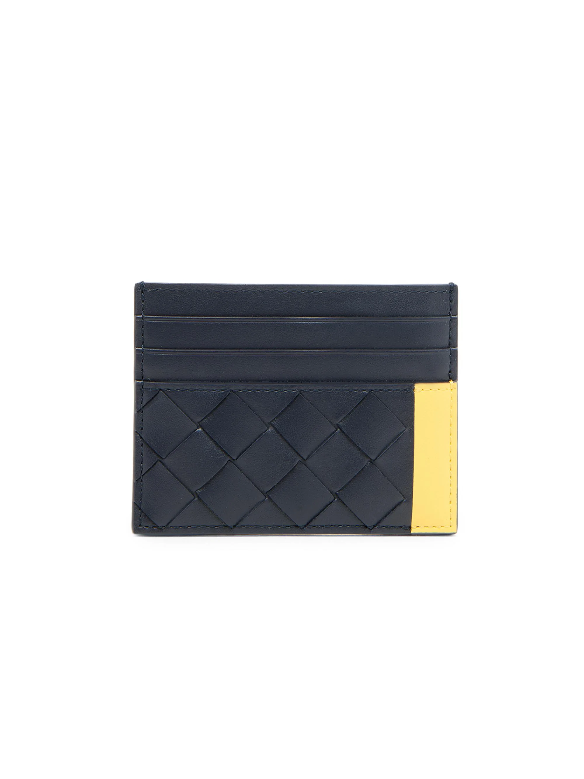 Men's Intrecciato Leather & Hardware Card Holder - Midnight Taxi - 1