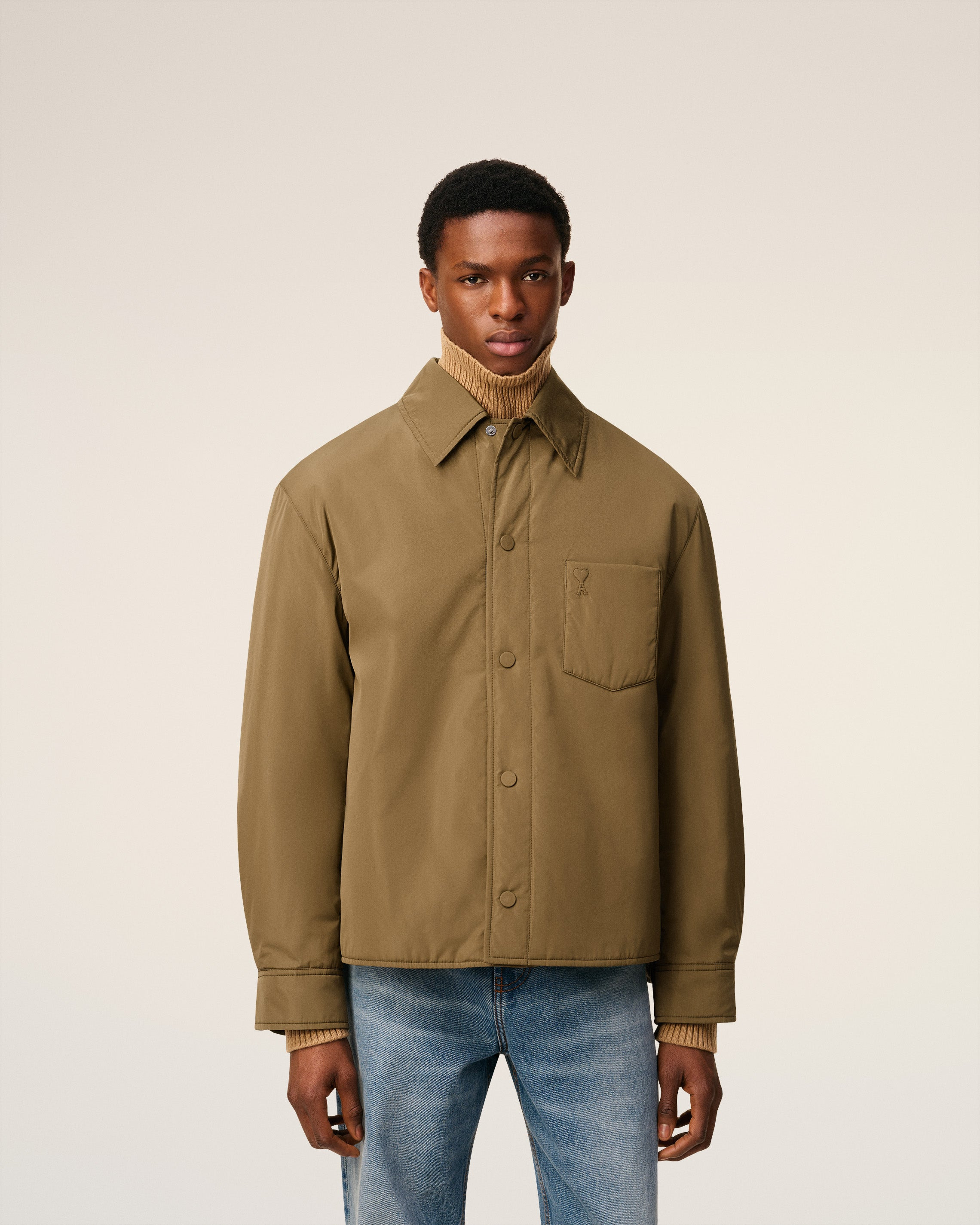 GREEN TAFFETAS PADDED AMI DE COEUR OVERSHIRT - 4
