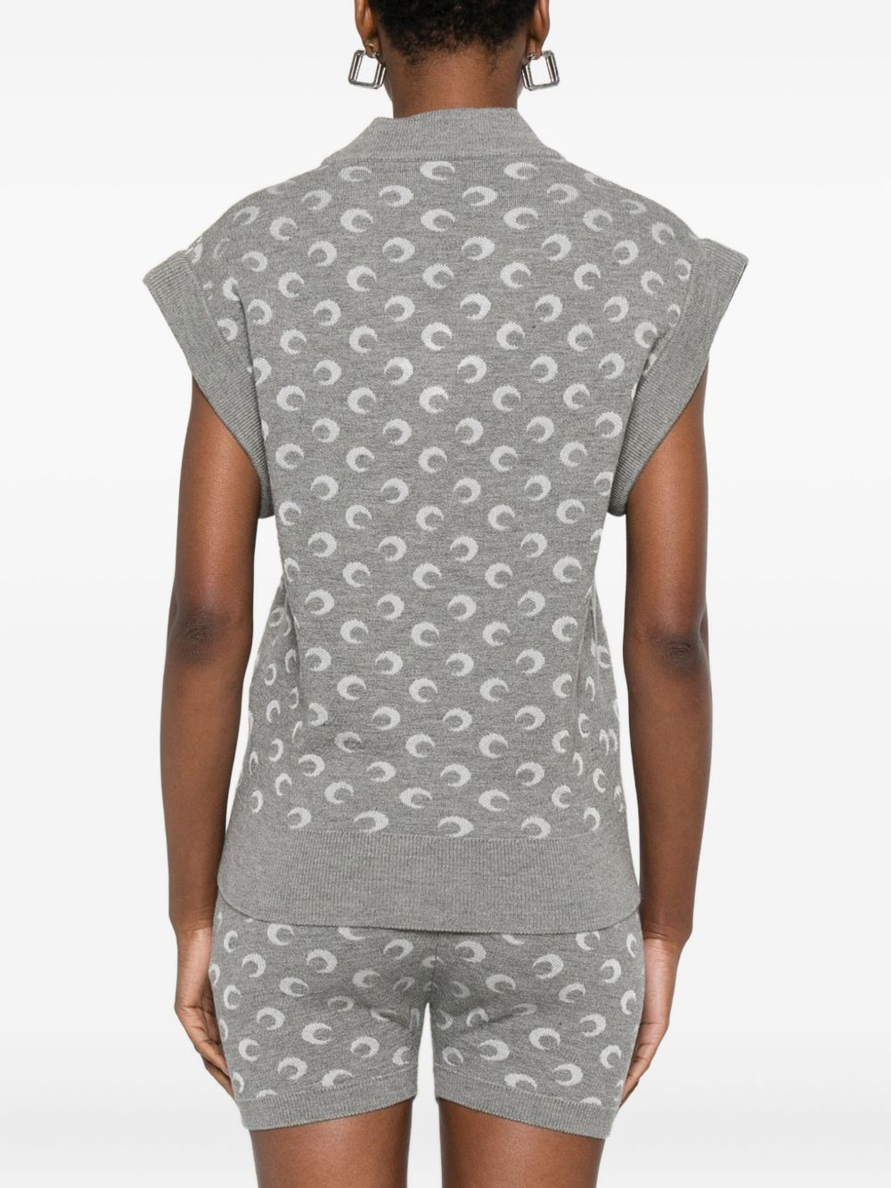 moon-jacquard V-neck vest - 4