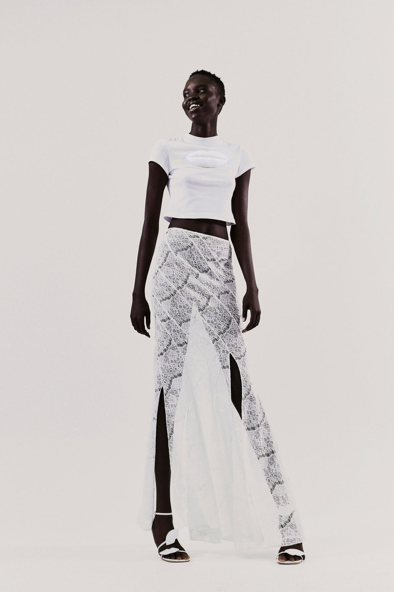 LACE TWISTED MAXI SKIRT WHITE 6