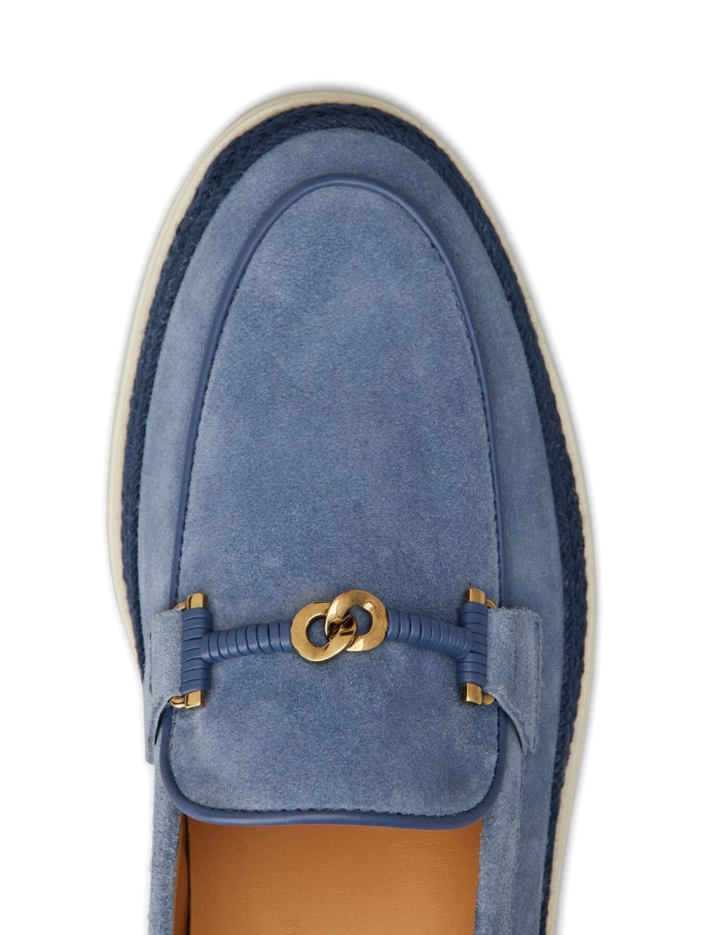 rafia-trimmed suede loafers - 5