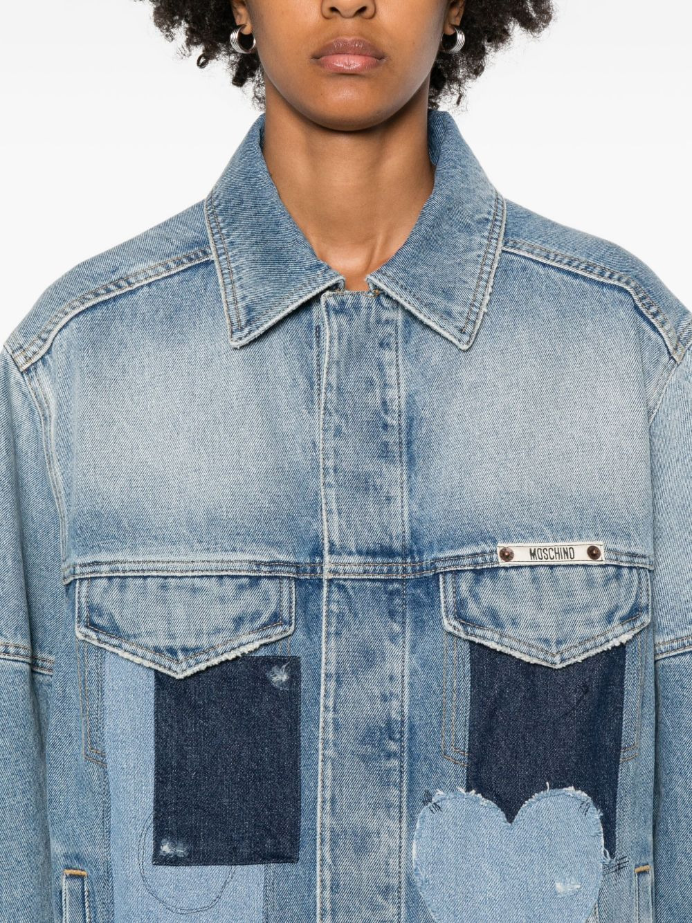 heart-patch denim jacket - 5