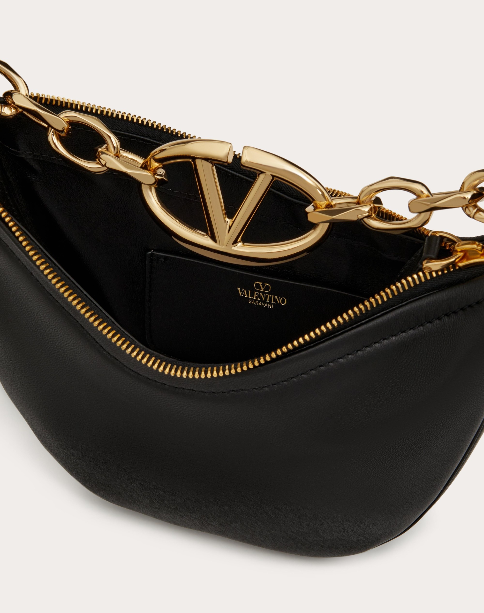 VLOGO MOON MINI HOBO BAG IN NAPPA LEATHER WITH CHAIN - 7