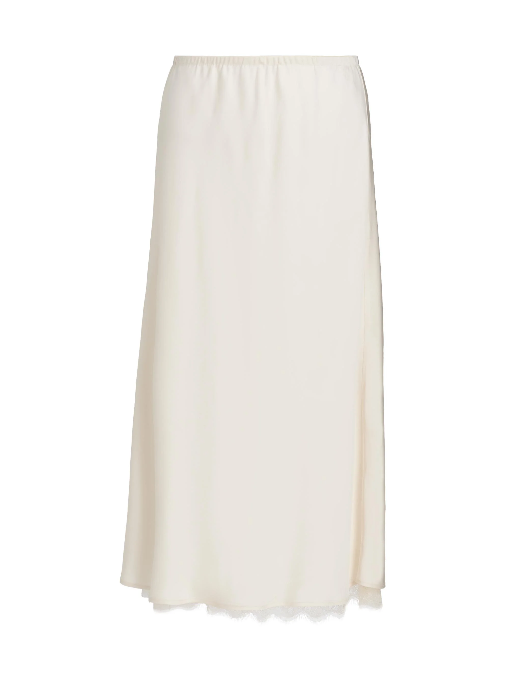 Women's Lace-Trim Satin Midi-Skirt - Creme - 1