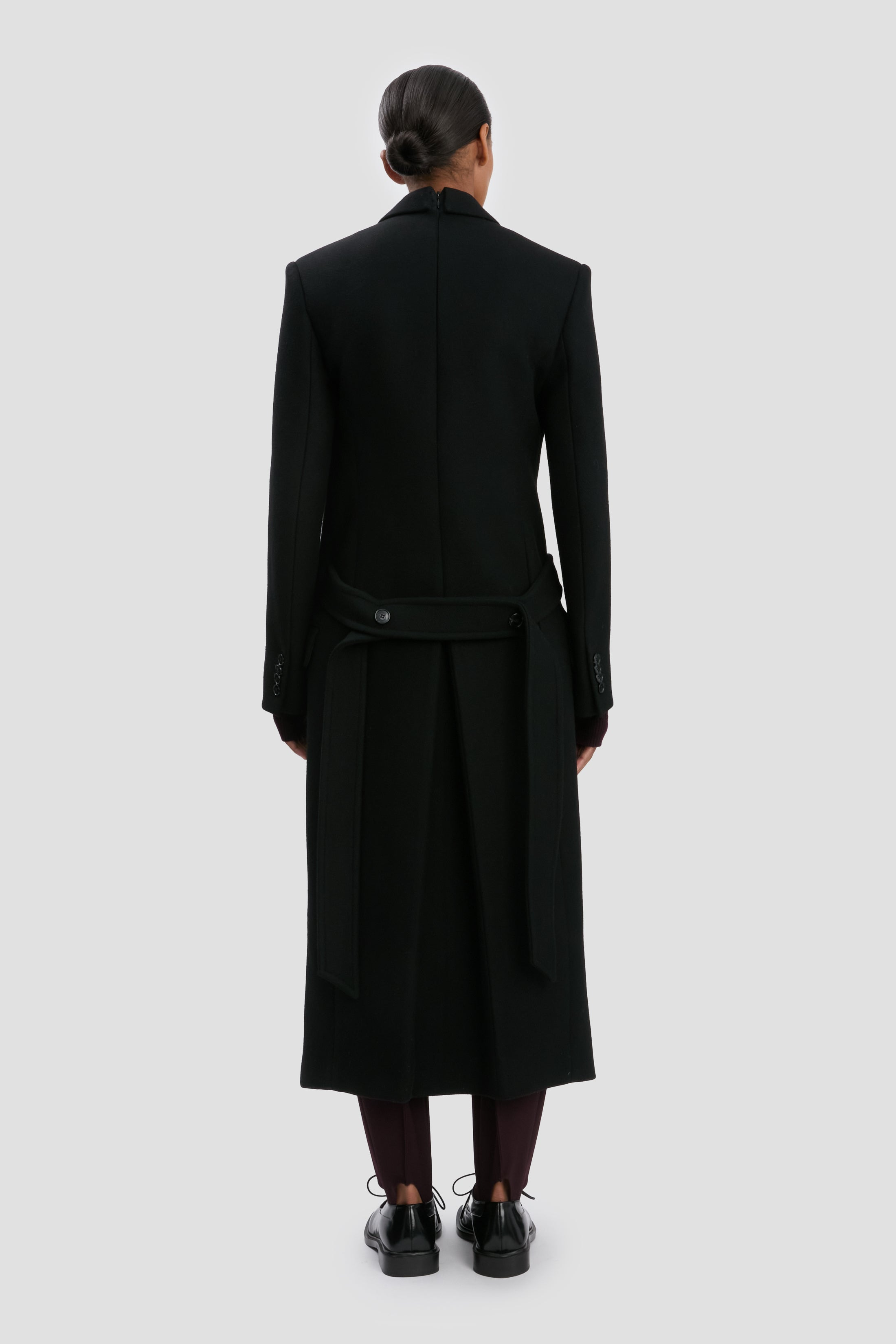 Double-Belted Coat In Black - 4
