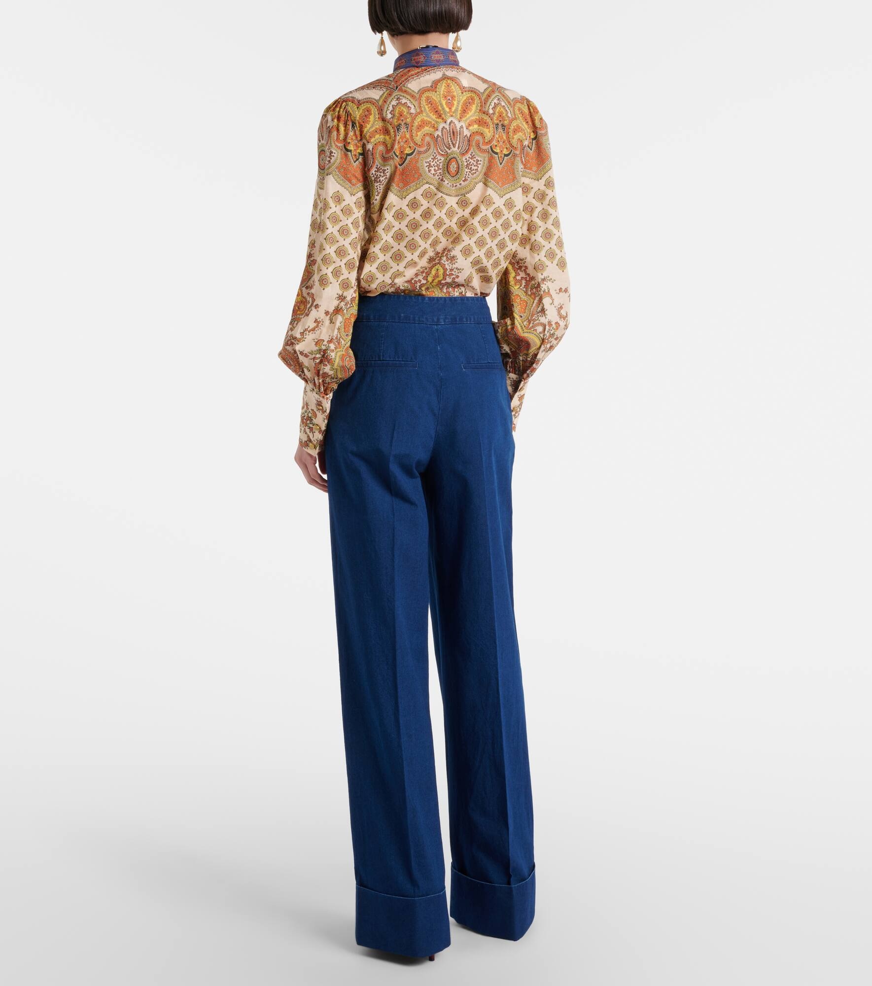 High-rise pleated wide-leg jeans - 3