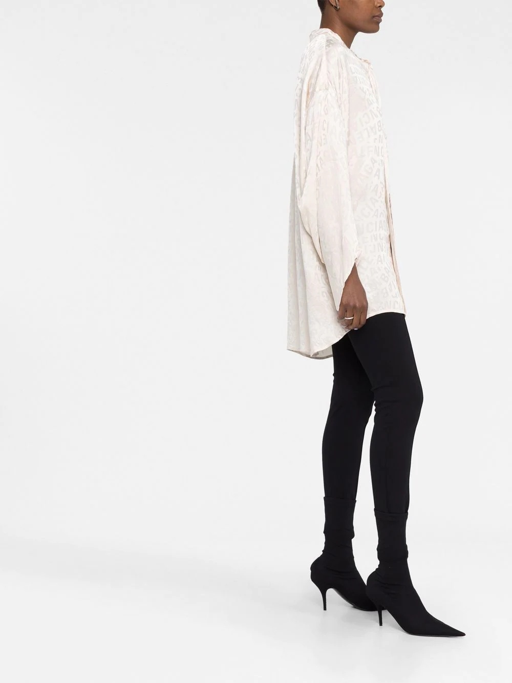 logo-jacquard twisted swing blouse - 6