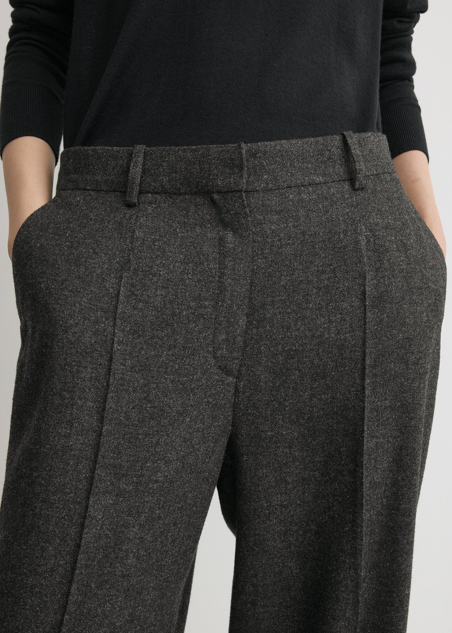 Wide flannel trousers charcoal - 6
