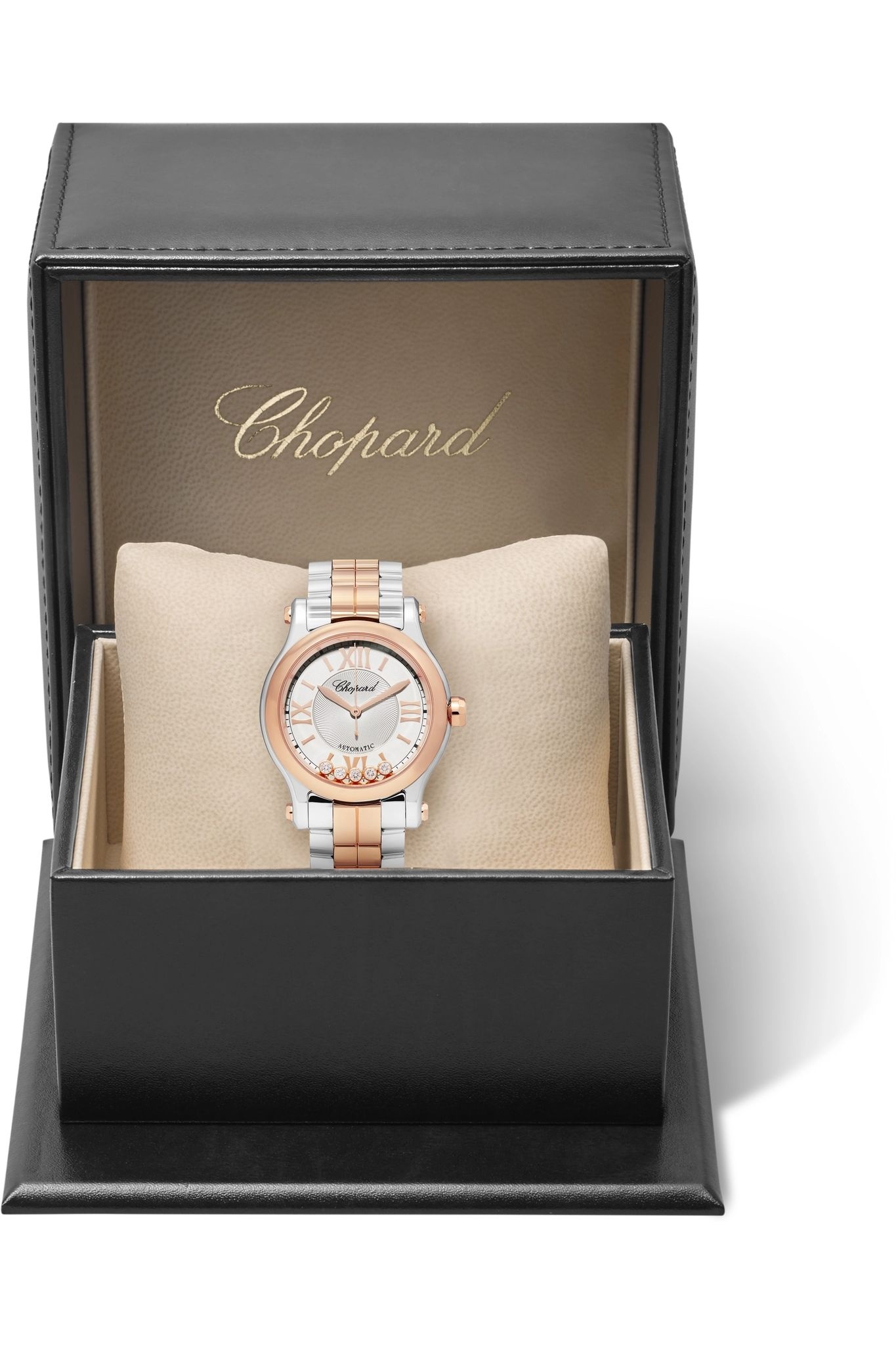 Happy Sport Automatic 30mm 18-karat rose gold, stainless steel and diamond watch - 8