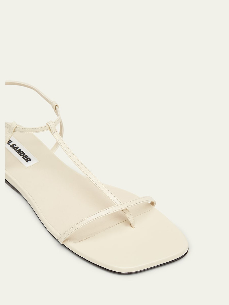 Leather T-Strap Sandals 5