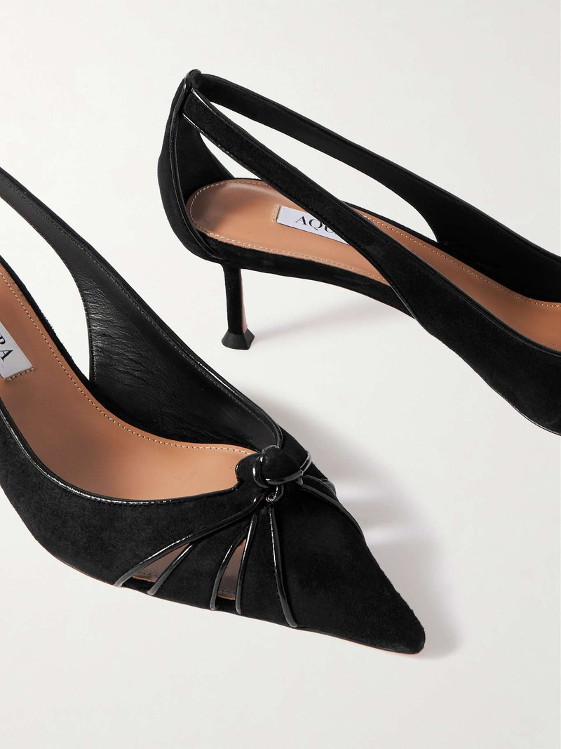 Premiere 50 cutout knotted suede and patent-leather pumps Black 4