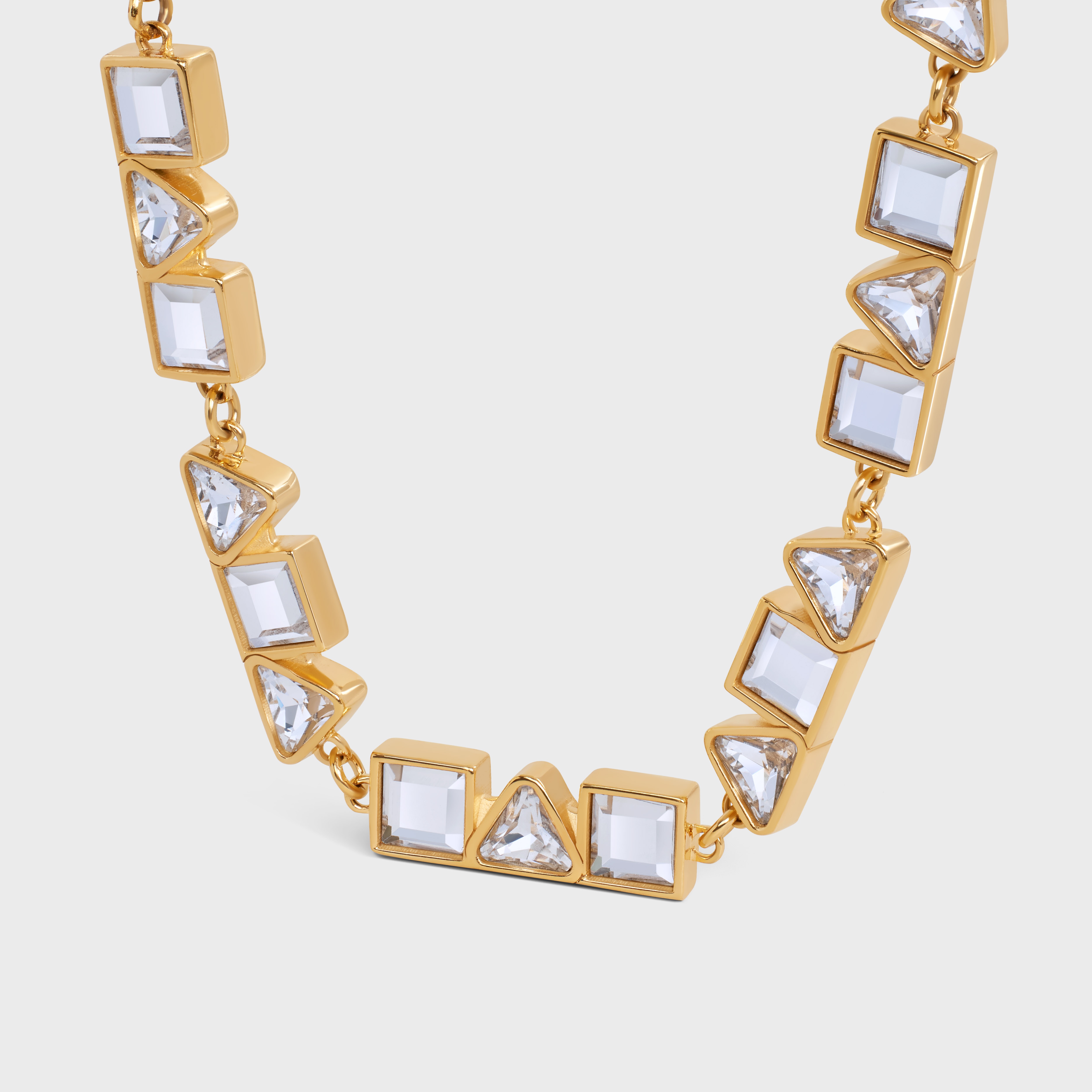 Celine Geometric Bracelet in Brass with Gold Finish and Strass - 2