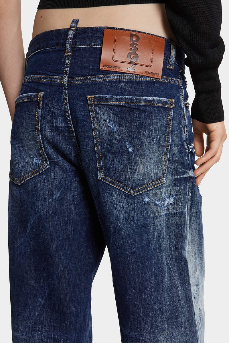 デニム・ジーパン Dsquared2 Traveler Dark White Line Jeans In Dark Blue Denim DSQUARED2 DARK WHITE LINE WASH TRAVELLER JEANS | REVERSIBLE