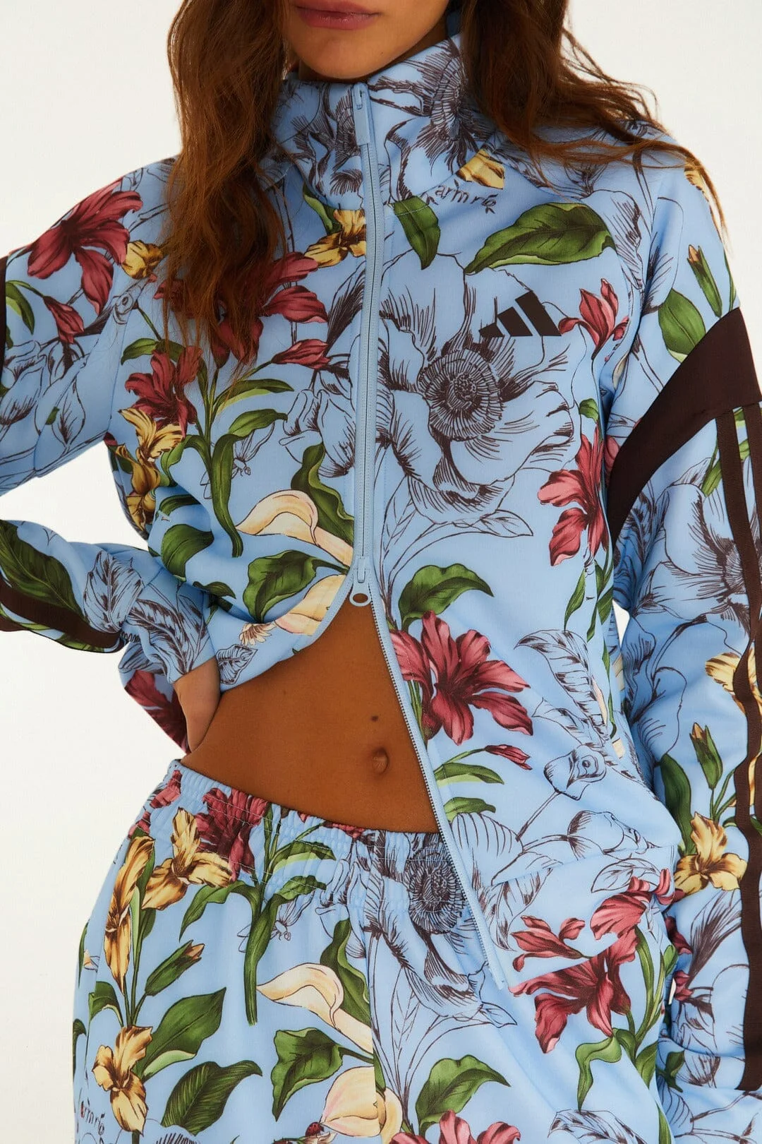 Sketch Floral Blue Adidas Tiro Jacket - 1