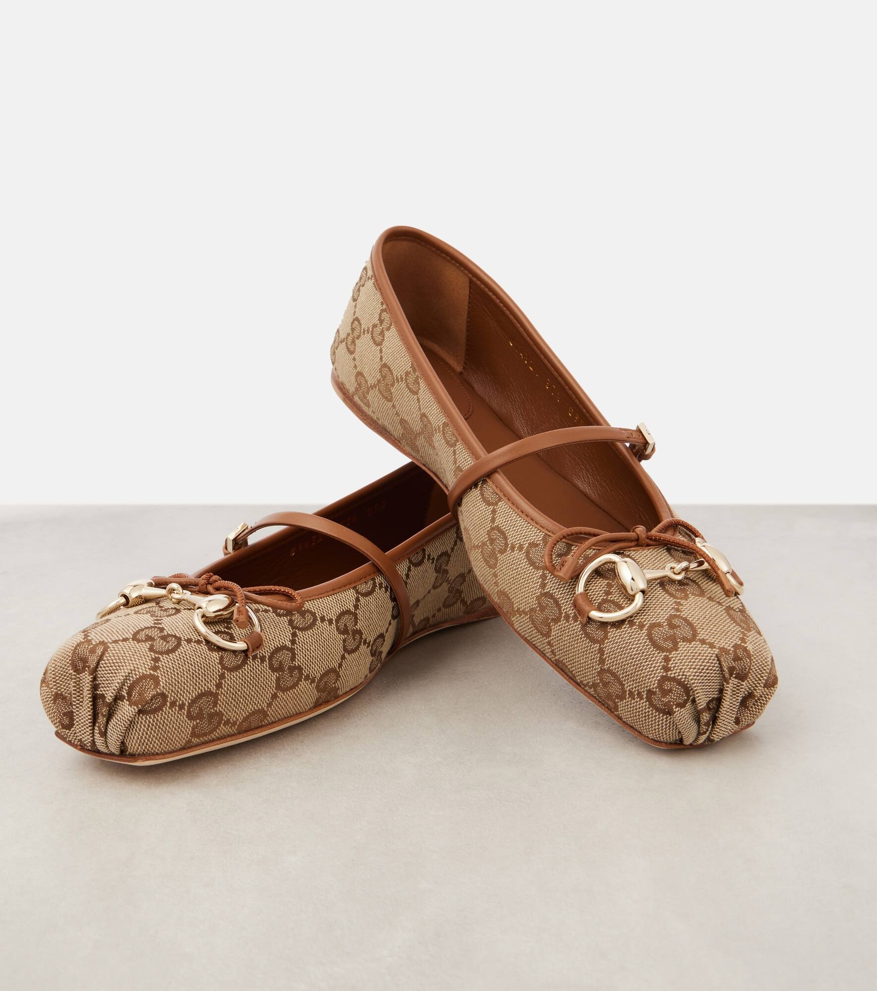 Horsebit canvas ballet flats - 5