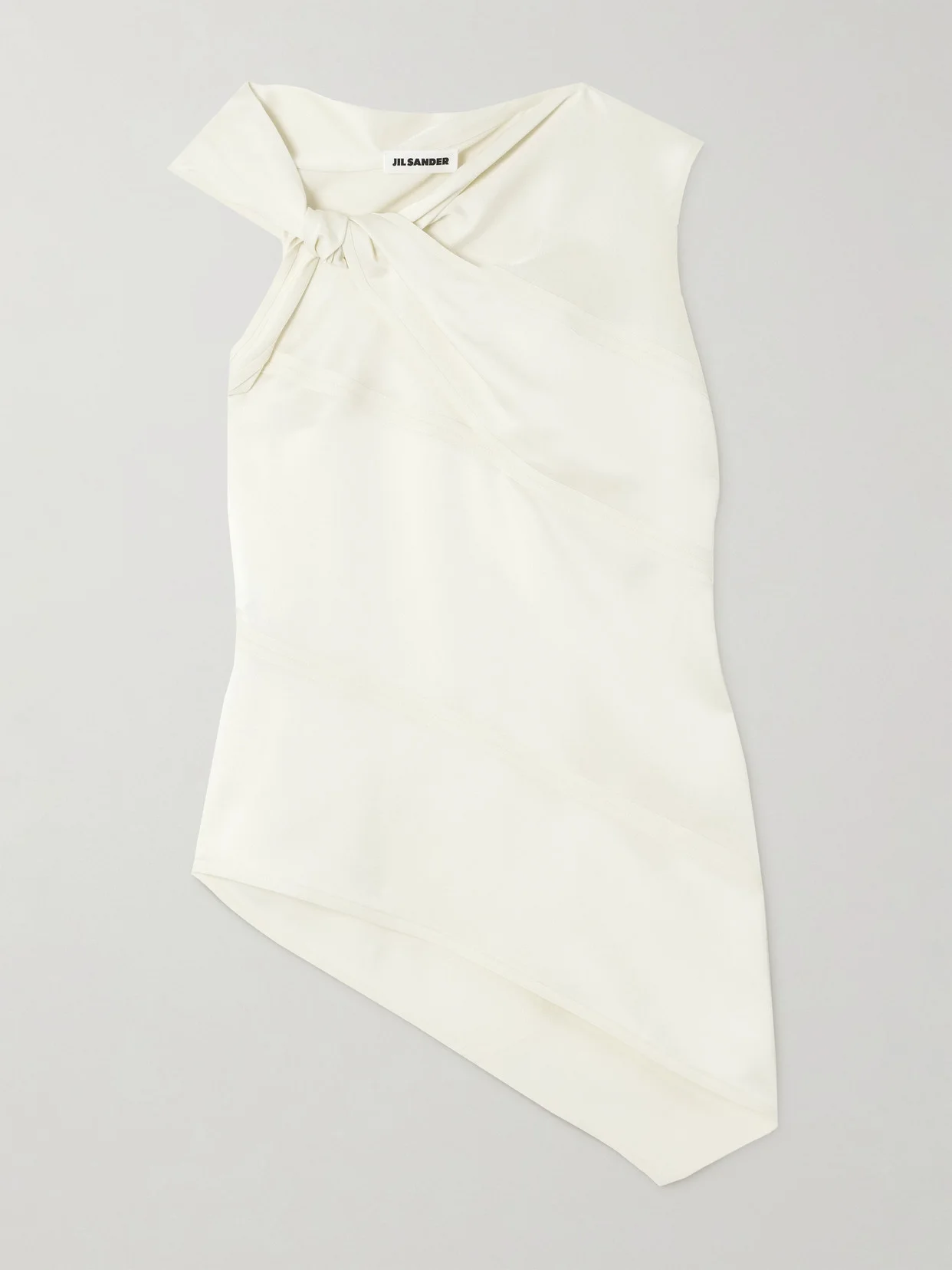 Asymmetric Knotted Satin Top - 1