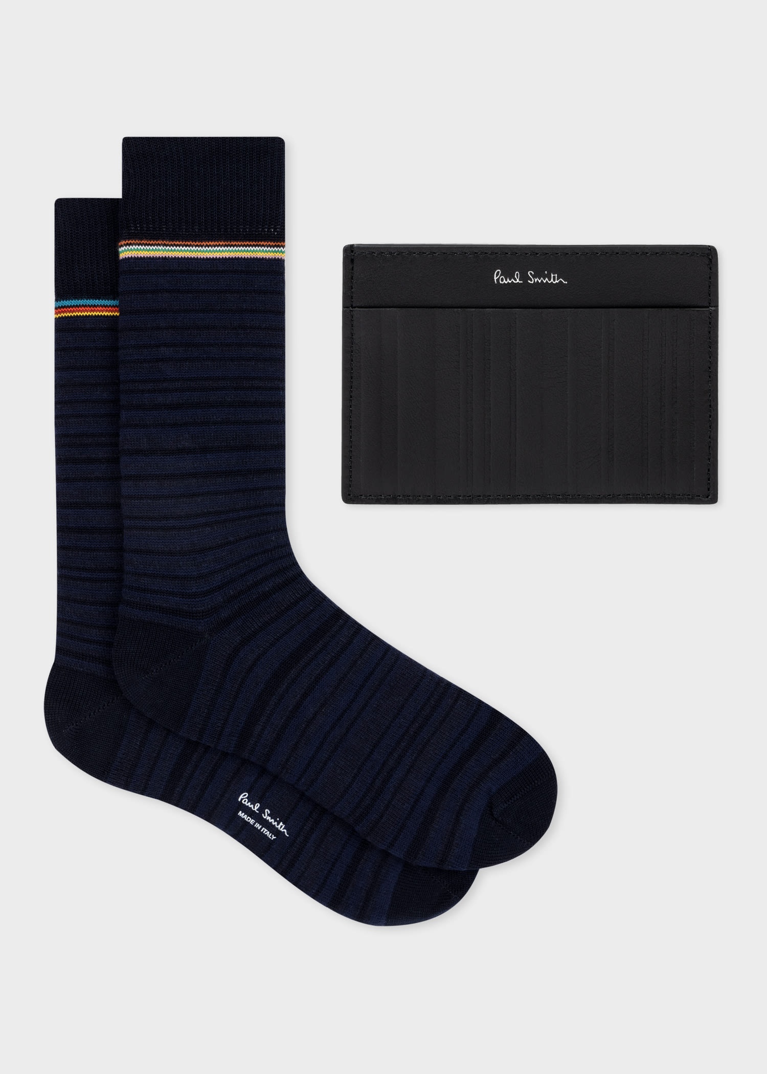 'Shadow Stripe' Socks & Card Holder Gift Set - 1
