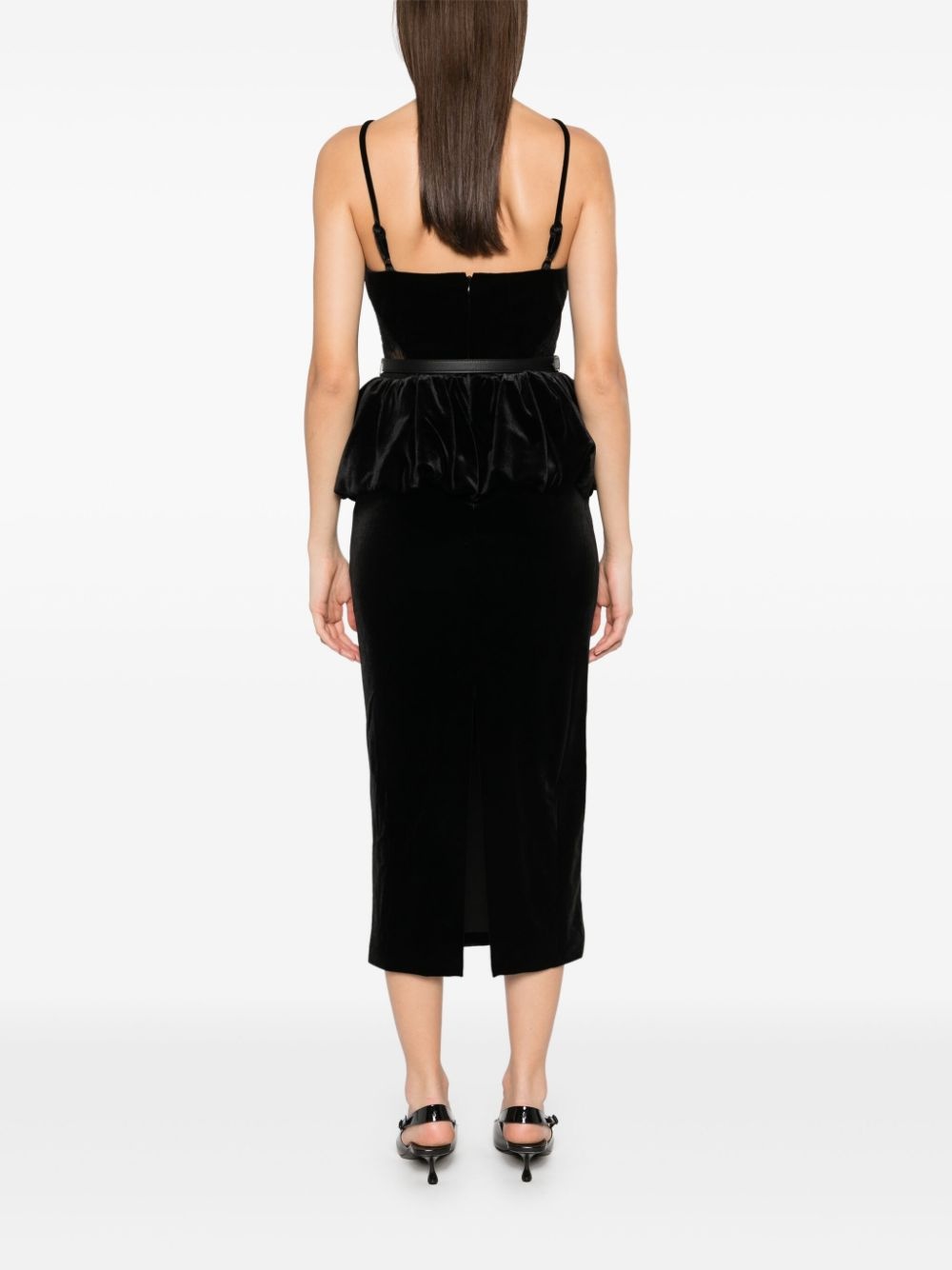 velvet peplum midi dress - 4