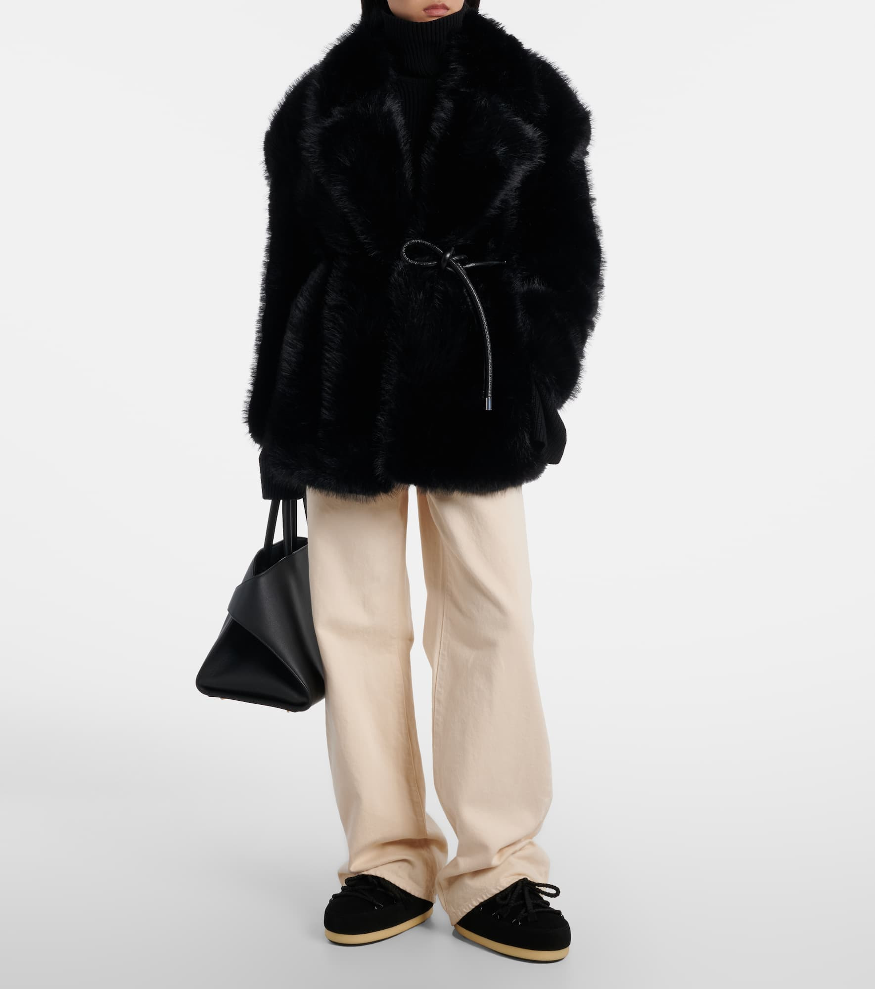 Evx shearling-trimmed suede mules - 3