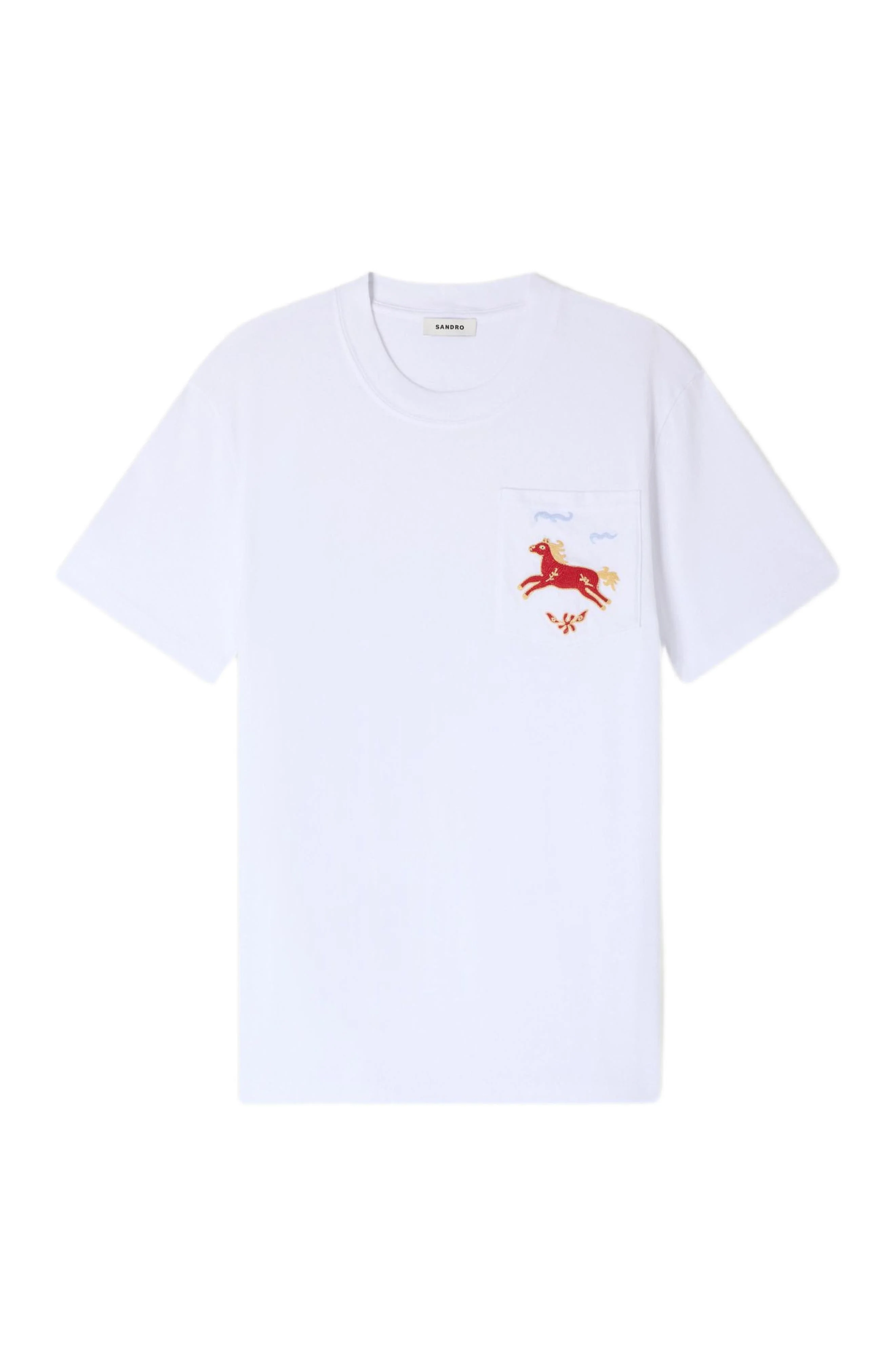 SANDRO Embroidered horse cotton T-shirt in White at Nordstrom - 1
