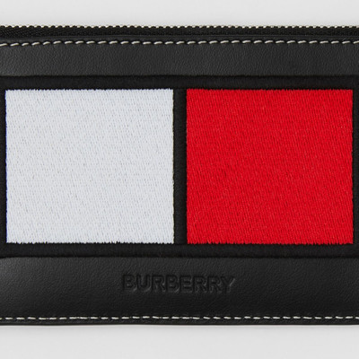 Burberry Badge Appliqué Leather Card Case Lanyard outlook