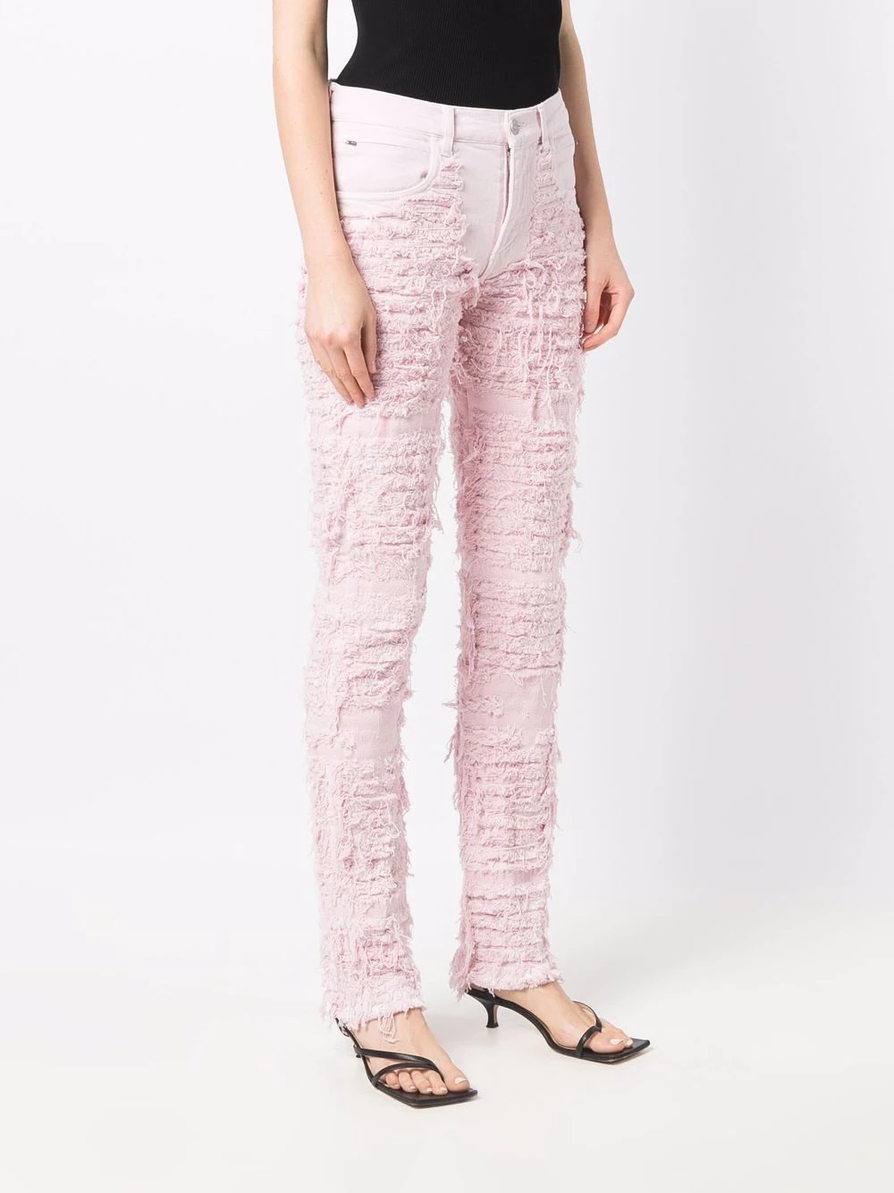 rough-cut textured jeans - 3