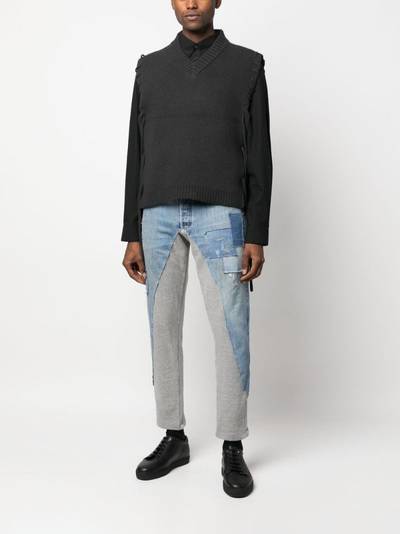 Greg Lauren patchwork-detail cropped jeans outlook