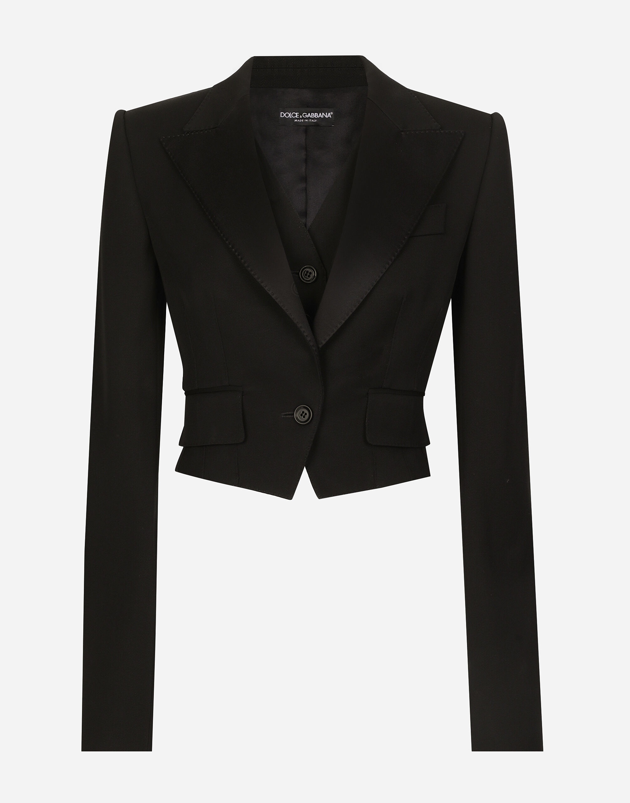 Short wool gabardine jacket with vest - 1
