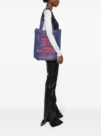 Y/Project embroidered denim tote bag outlook