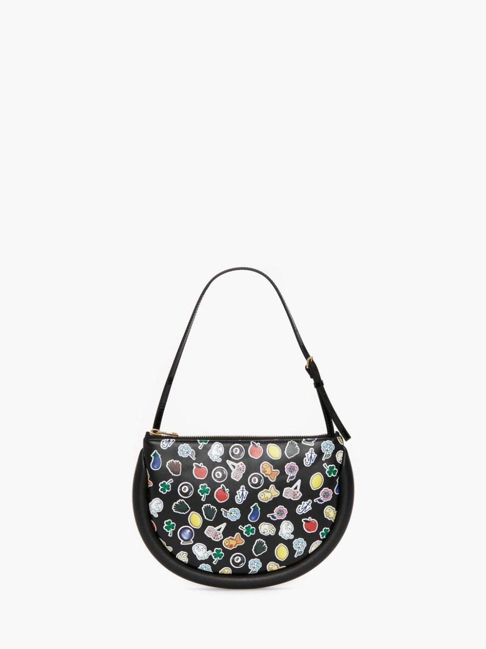 BUMPER-MOON LEATHER SHOULDER BAG WITH STICKERS PRINT - 1