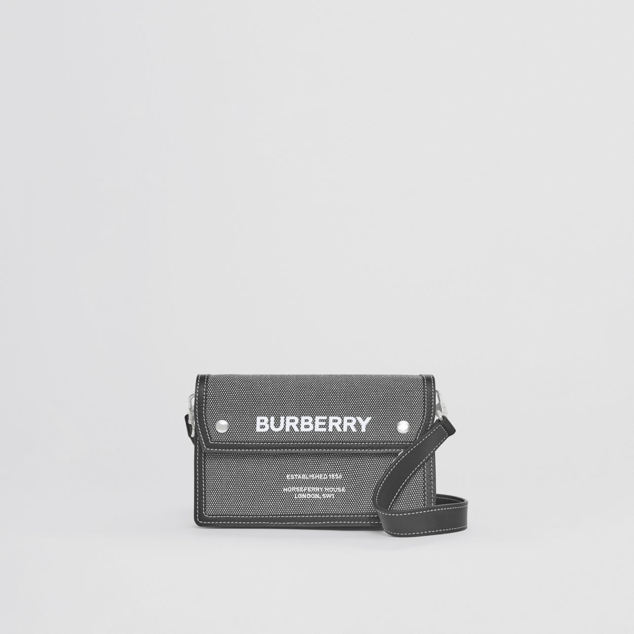 Horseferry Print Canvas and Leather Crossbody Bag - 1